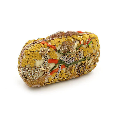 Hand fill in color crystal animal forest pattern evening bags