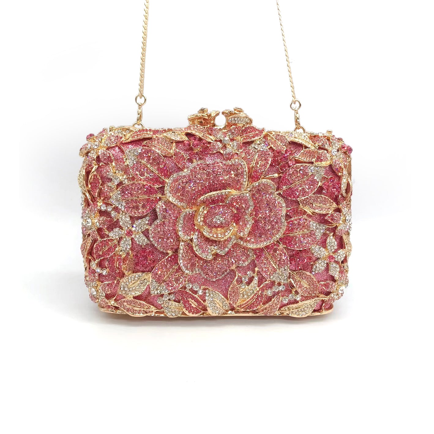 Hand fill in crystal blooming camellia evening bags