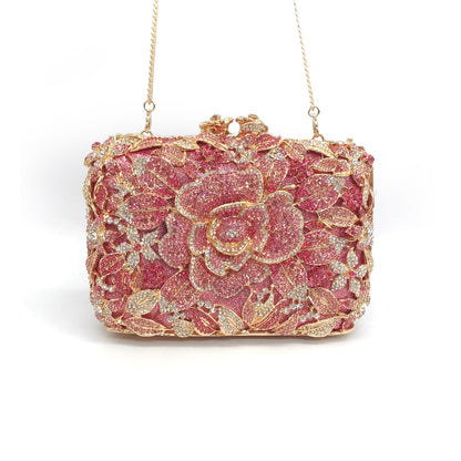 Hand fill in crystal blooming camellia evening bags