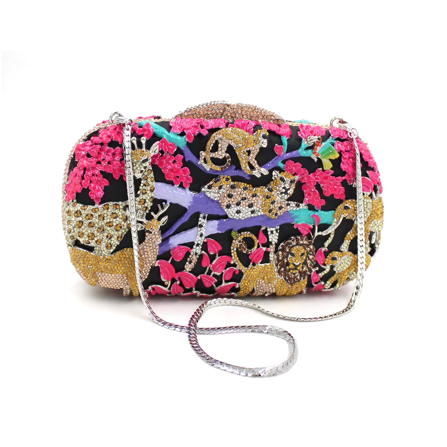 Hand fill in color crystal animal forest pattern evening bags