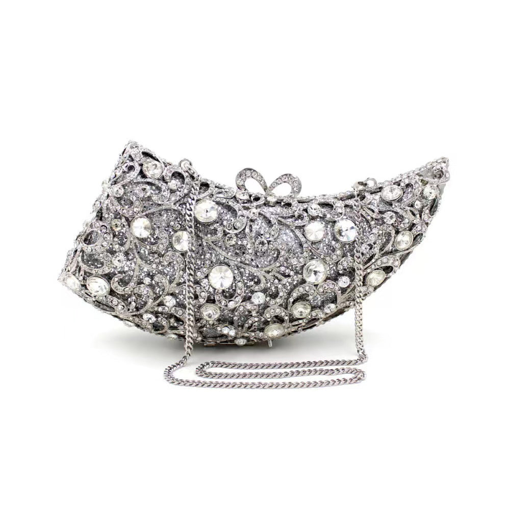 Rhino horn shape Hand fill in color crystal evening bags Bags