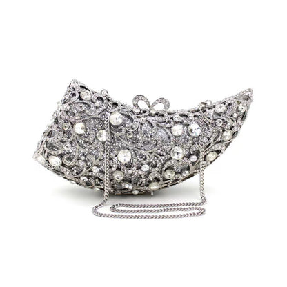 Rhino horn shape Hand fill in color crystal evening bags Bags