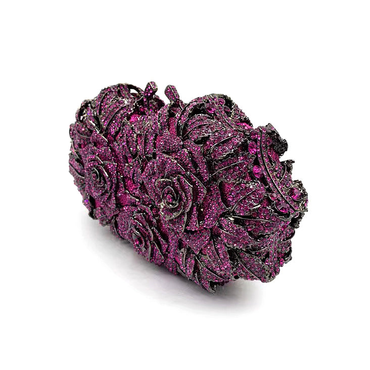 Hand fill in crystal 3D roses evening bags
