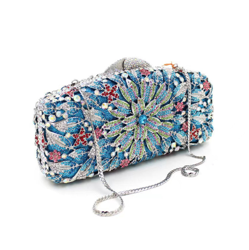 Hand fill in color crystal marigold pattern evening bags