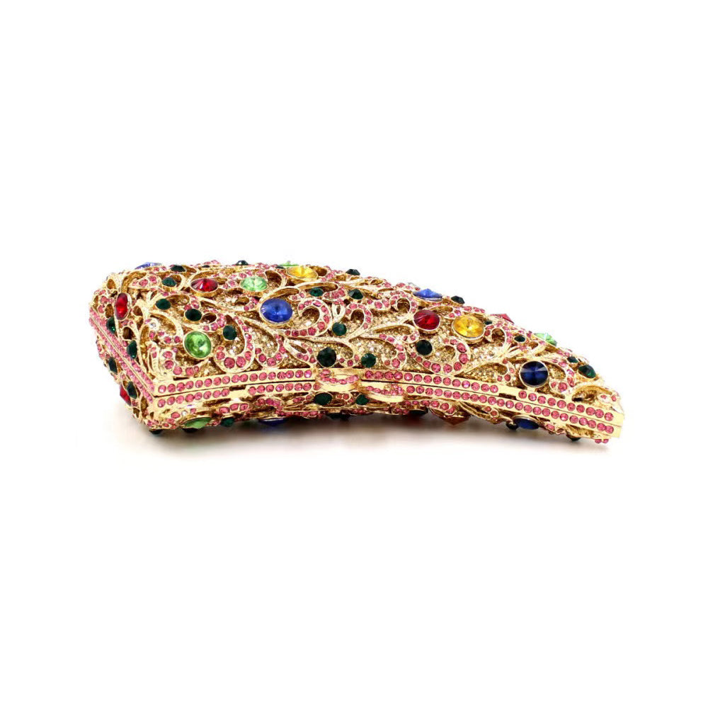 Rhino horn shape Hand fill in color crystal evening bags Bags