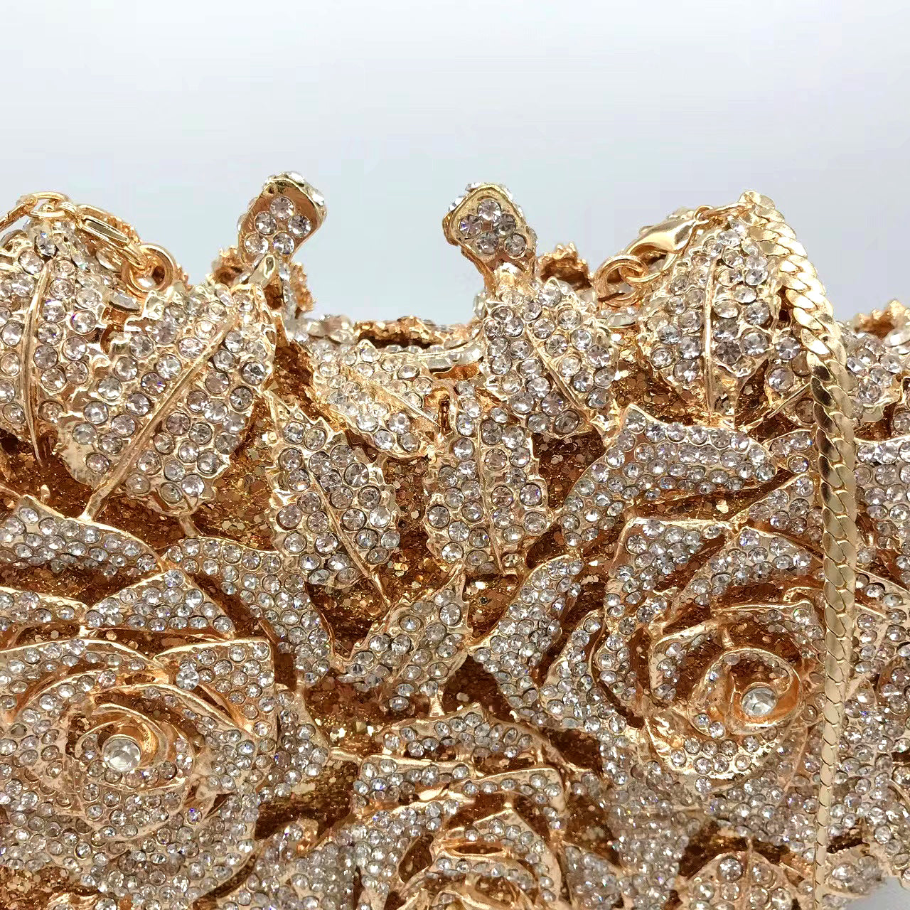 Hand fill in crystal 3D roses evening bags