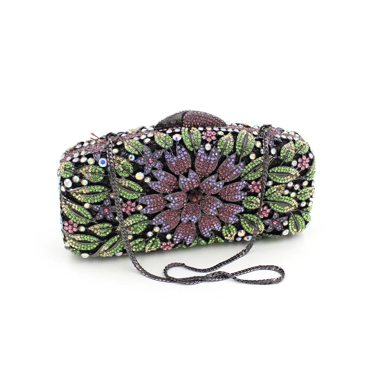 Hand fill in color crystal marigold pattern evening bags