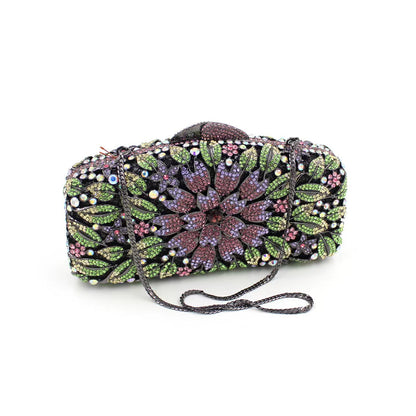 Hand fill in color crystal marigold pattern evening bags