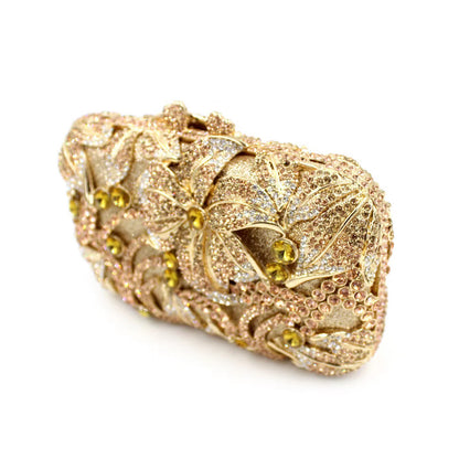 Hand fill in color crystal Lily pattern evening bags