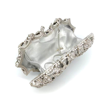 Hand fill in crystal 3D roses evening bags