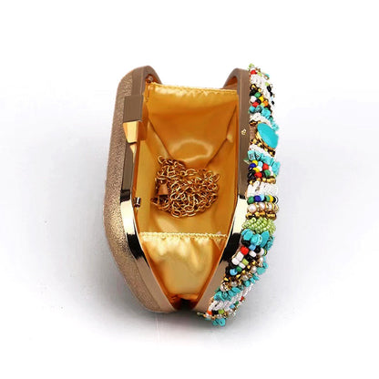 Hand fill in color stones evening bags