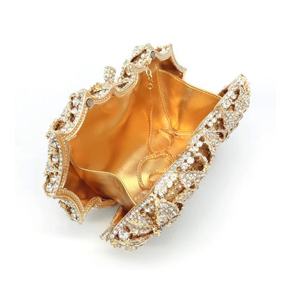 Hand fill in crystal 3D roses evening bags