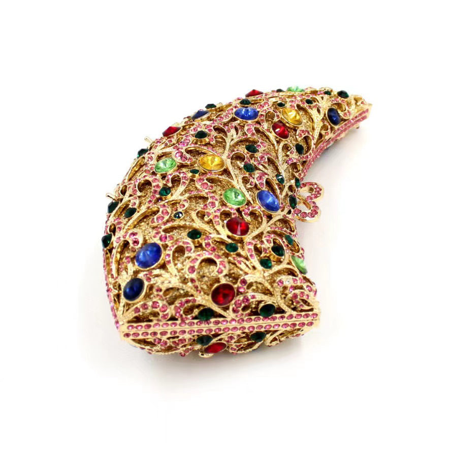 Rhino horn shape Hand fill in color crystal evening bags Bags