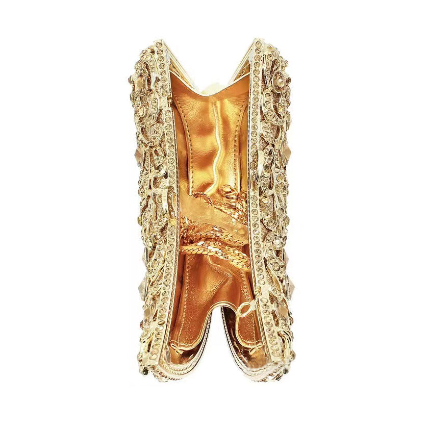 Rhino horn shape Hand fill in color crystal evening bags Bags