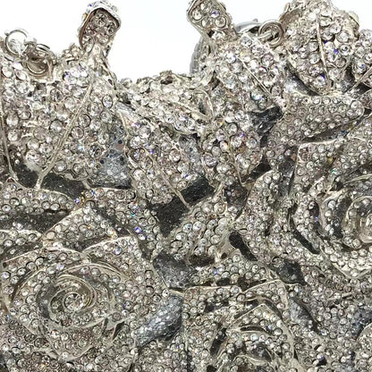 Hand fill in crystal 3D roses evening bags