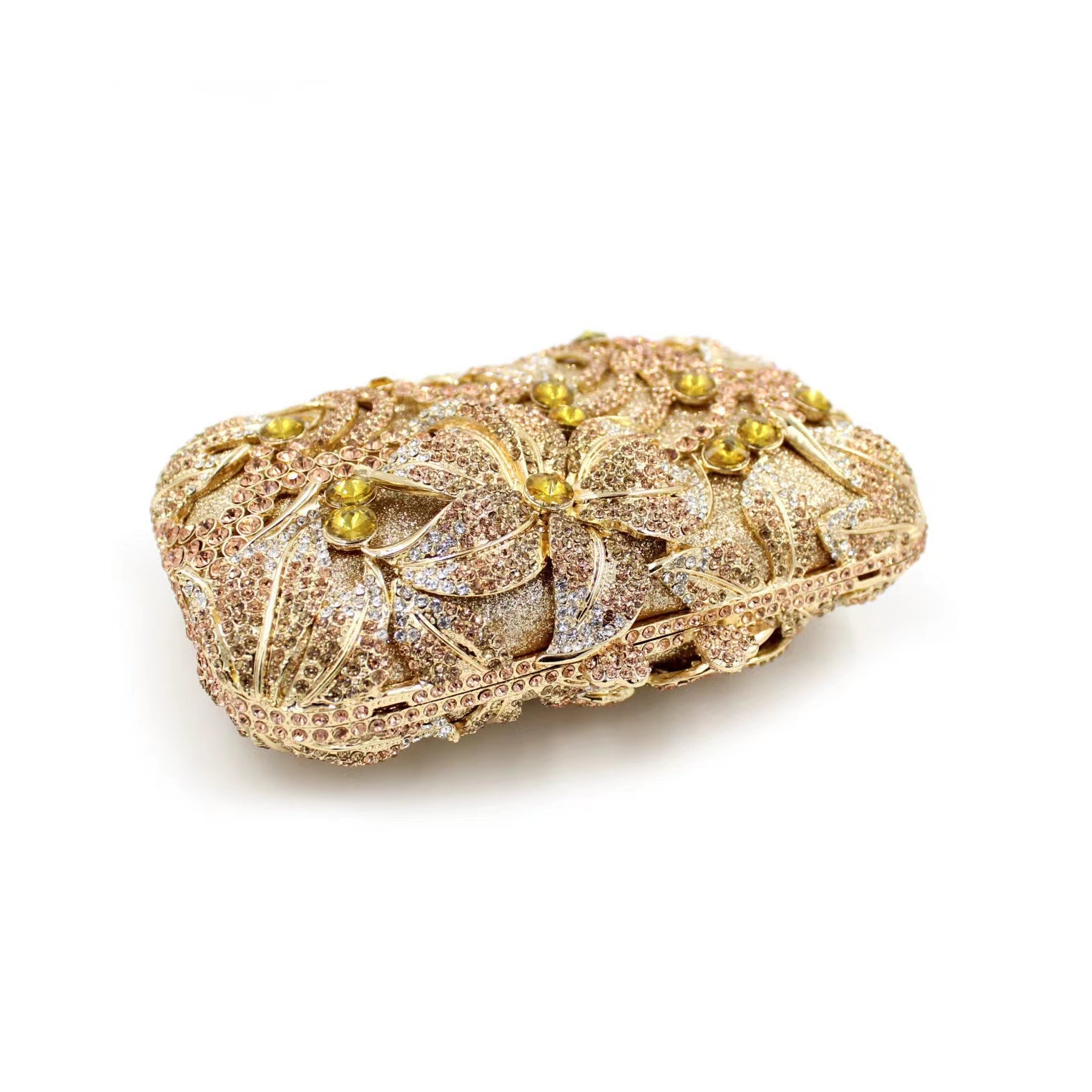 Hand fill in color crystal Lily pattern evening bags