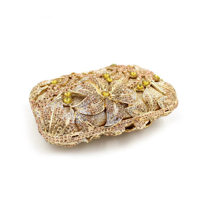 Hand fill in color crystal Lily pattern evening bags