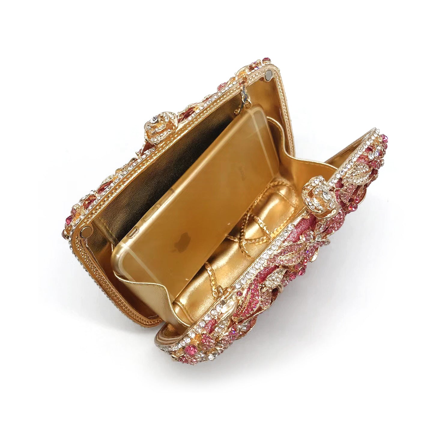 Hand fill in crystal blooming camellia evening bags