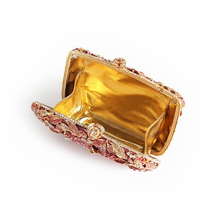 Hand fill in crystal blooming camellia evening bags