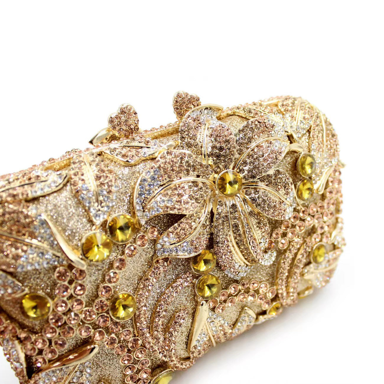 Hand fill in color crystal Lily pattern evening bags