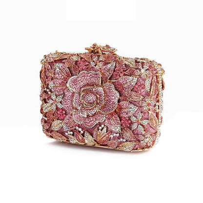 Hand fill in crystal blooming camellia evening bags